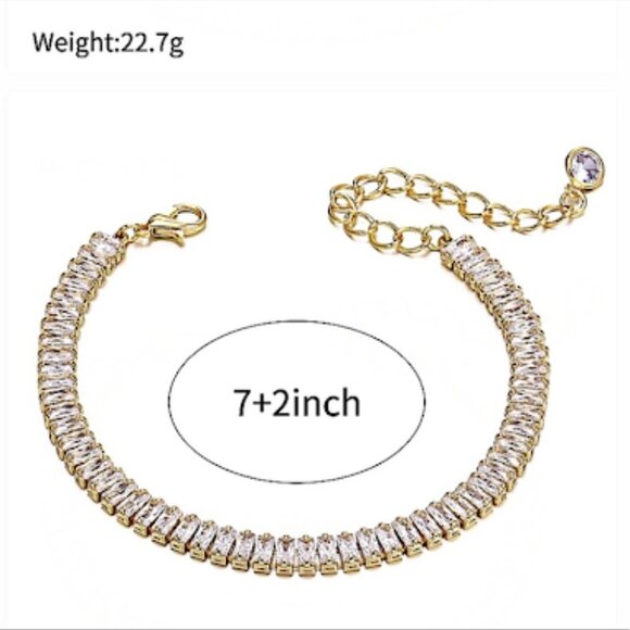 18K GOLD PLATED CRYSTAL CHOKER NECKLACE BRACELET SET - Picture 9 of 9